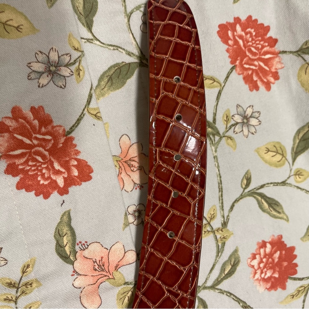Retro Leather Croc Print Brown Belt - Picture 15 of 16